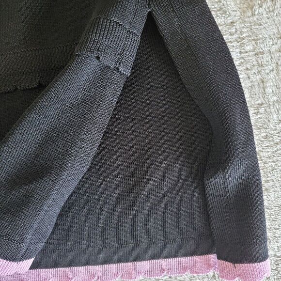 Exclusively Misook 2X Black Purple Trim Three Button Long Sleeve Cardigan Jacket - Picture 7 of 11